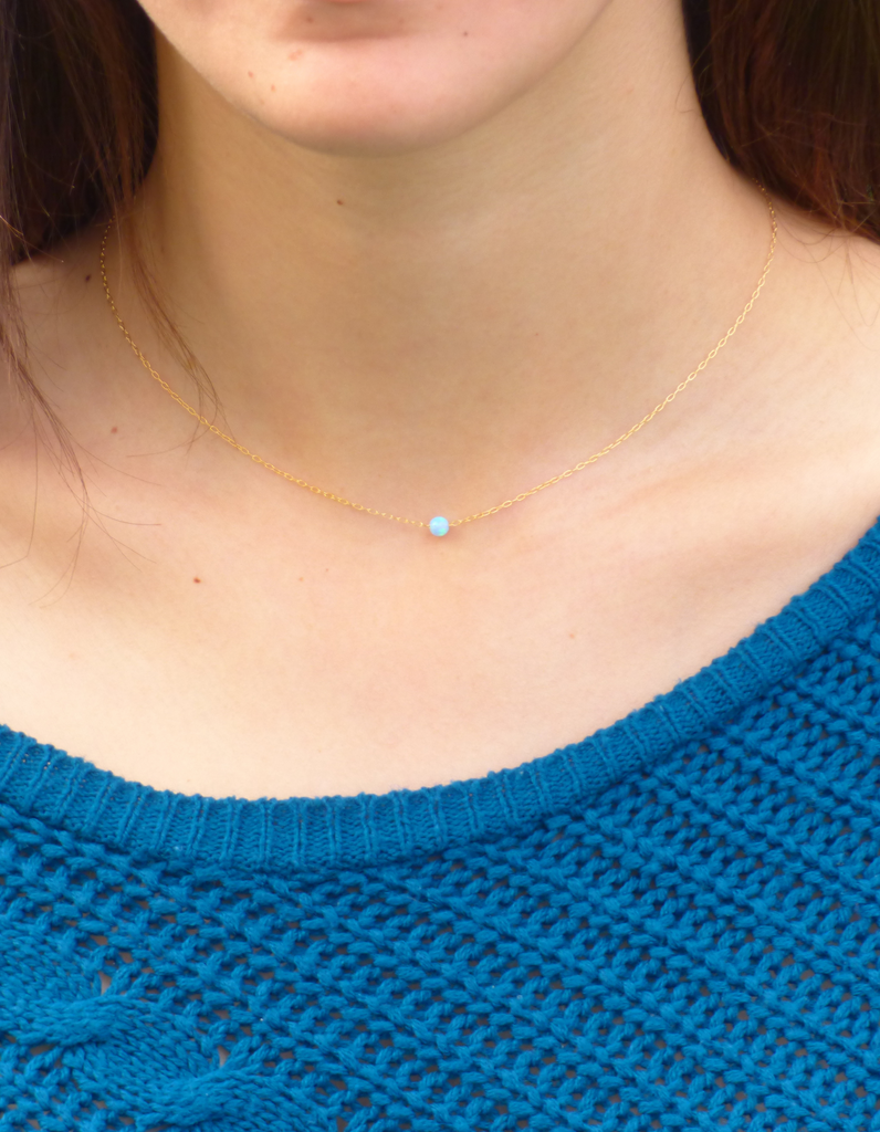 blue opal necklace gold