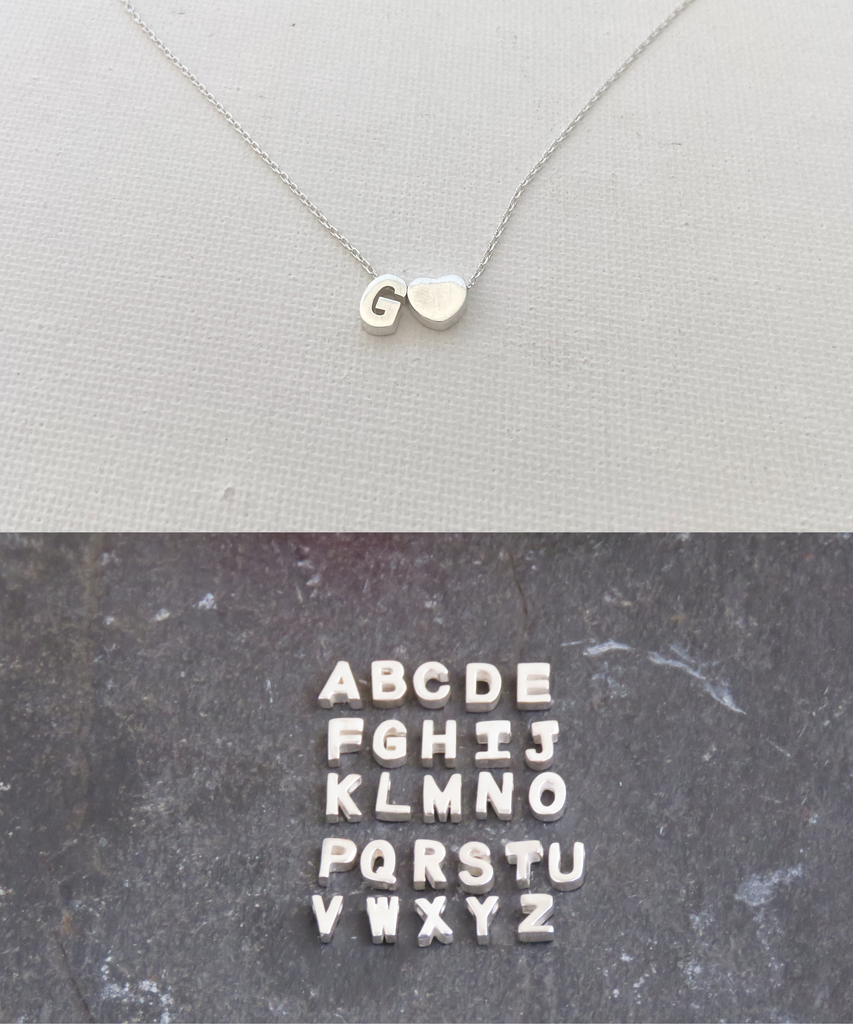Initial and Heart Necklace