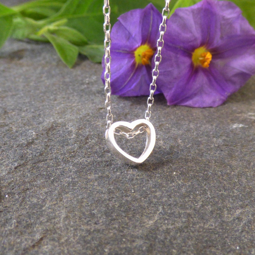 Everyday simple necklace with an open heart pendant on a delicate links chain-AlinMay