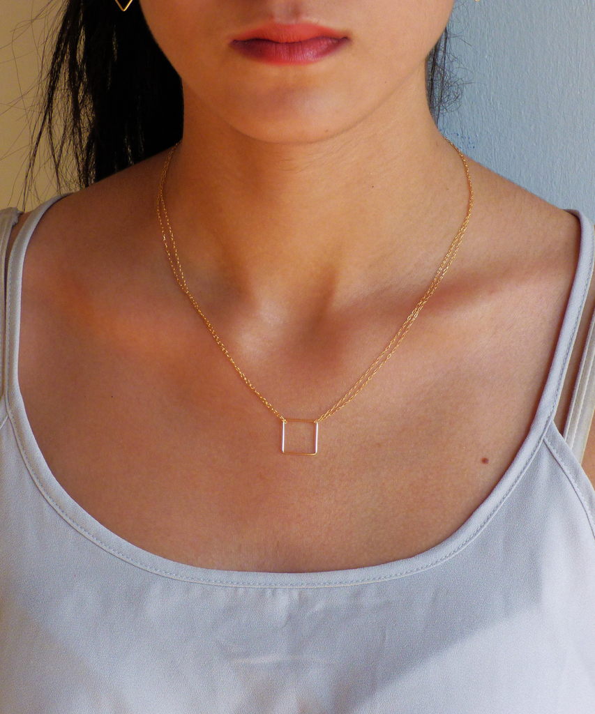 Gold Square Necklace