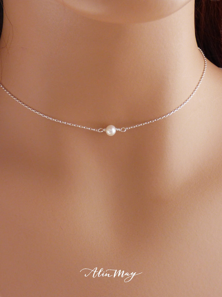 Set of 5 Bridesmaid Sterling Silver Necklaces, 5 Single Pearl Necklaces,  Real Silver One Pearl Pendant 0086 - Etsy