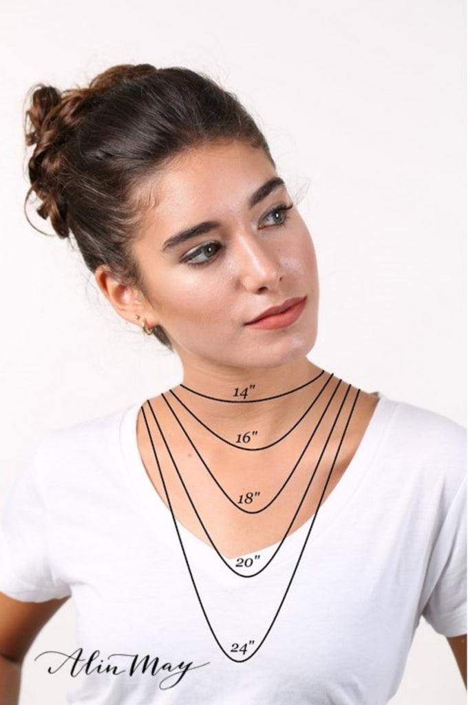 The picture show different necklace lengths in inch size-AlinMay