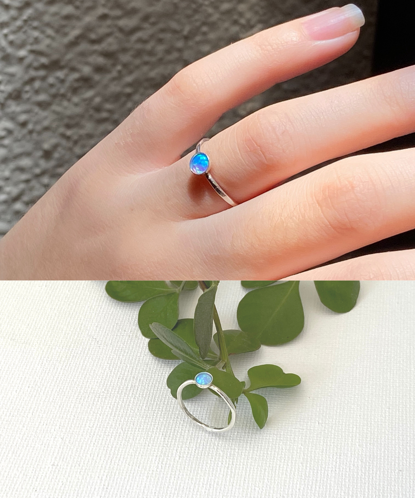 Blue Opal Bezel Ring