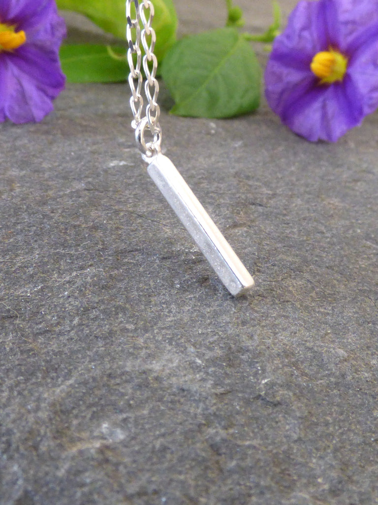 Minimalist silver necklace with a small bar pendant-AlinMay