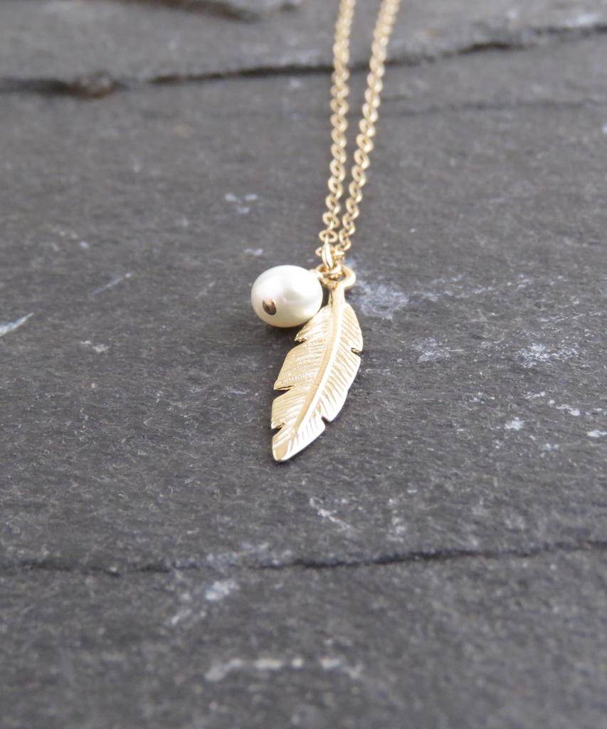 Feather And Pearl Necklace