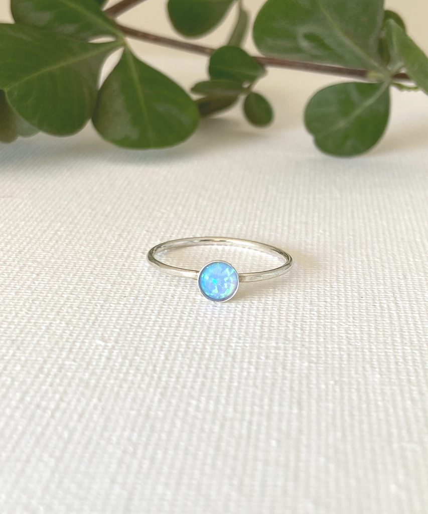 Blue Opal Bezel Ring