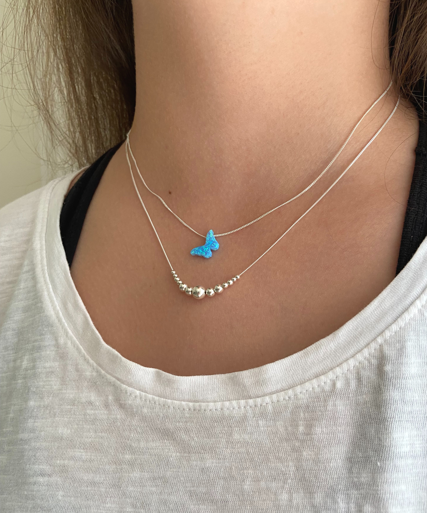 Opal butterfly necklace